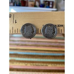 VINTAGE Silver Cat Screw Back Earrings Crazy Cat Ladies 1950s Mid Century